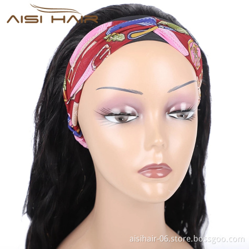 Natural Curly Black Wigs Human Hair Wig Headband Women Glueless Brzilian Raw None Lace High Quality Wholesale Price Humen Hair